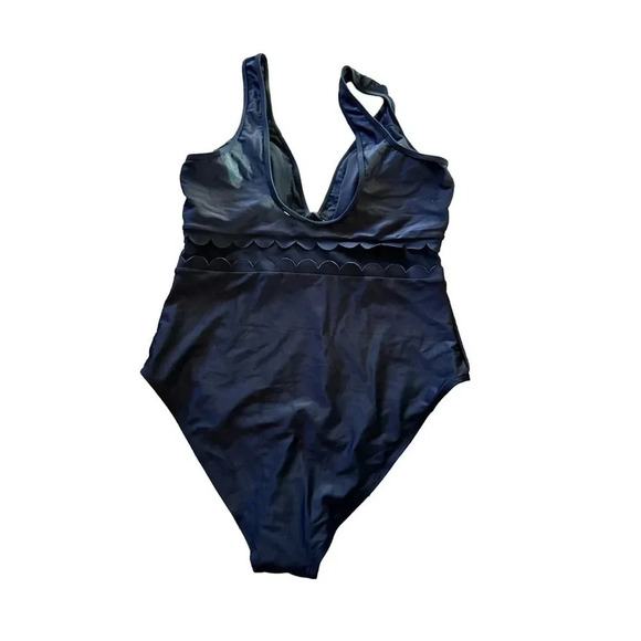 NWT CUPSHE Women's Black Ruffled Mesh Cutout One Piece Swimsuit Size XL - Picture 2 of 6